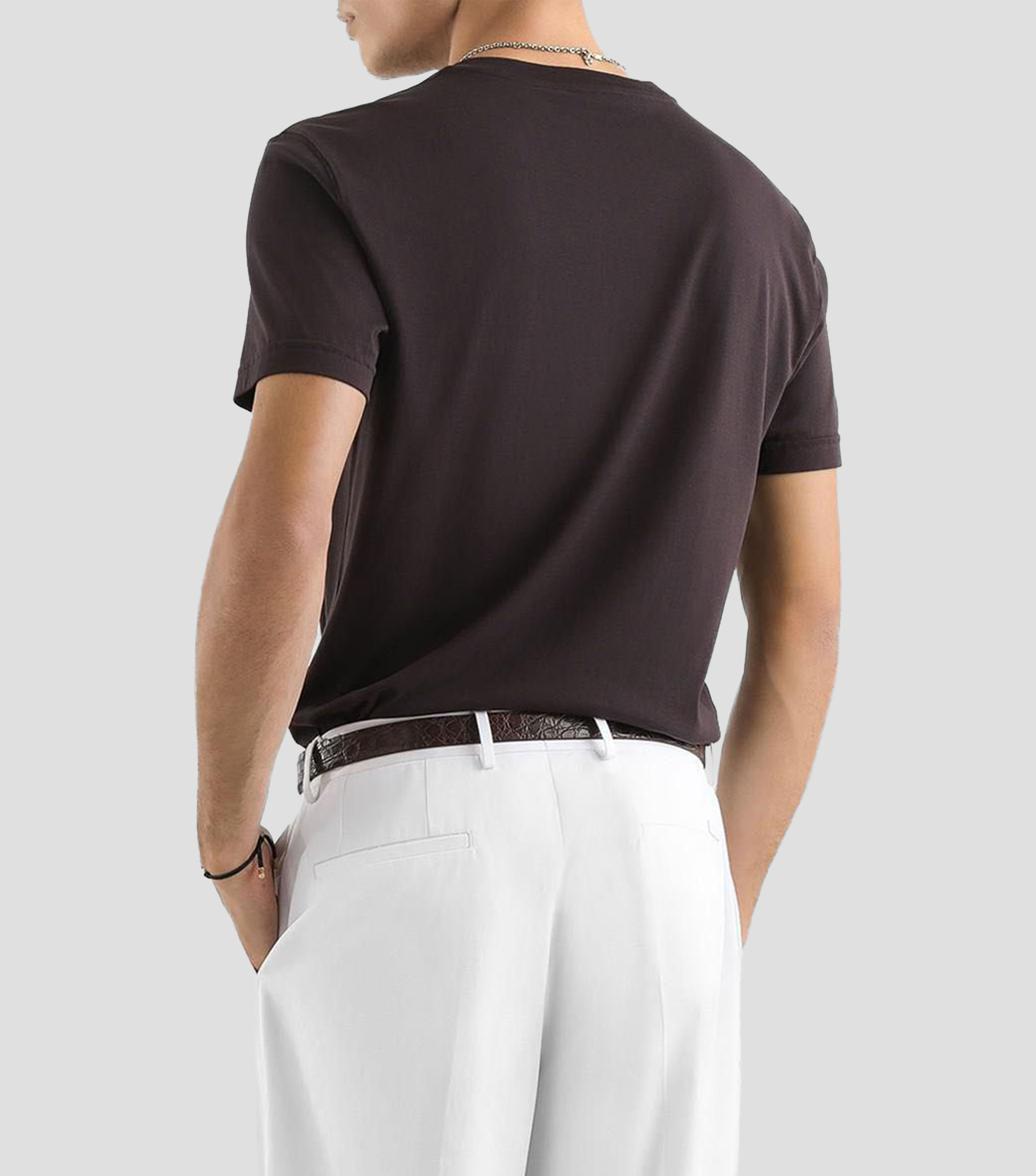 Playera cuello redondo manga corta de diseño sólido Hombre